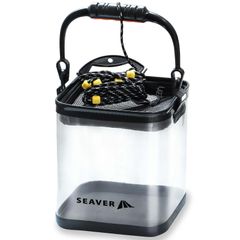 SEAVER 釣り バケツ 透明 【魚が一目瞭然】 釣り道具 水汲み 折りたたみ 24cm