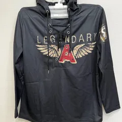 新品 ロンティー ロンT ロックテイスト グラフィックプリント LEGENDARY メンズ Tシャツ パーカー フーディー メンズ ロック メタル フード付き 長袖 ロングスリーブ おしゃれ デザイン バンド ブラック Lサイズ