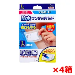 救急絆創膏 阿蘇製薬 デルガード 防水ワンタッチパッド 滅菌済 Lサイズ お徳用 10枚入り X4箱