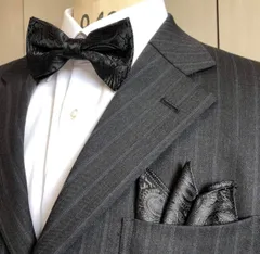 蝶ネクタイ ブラック ペイズリー ３点セット お色直し おしゃれ  タキシード