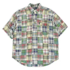 ポロラルフローレン POLO RALPH LAUREN 90s 90年代 パッチワーク プルオーバーシャツ ボタンダウンシャツ 3点留め BD PURCELL 珍品 インド綿 USA ヴィンテージ 古着 マドラスチェック柄 L【中古】