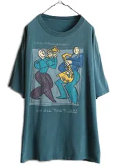 【お得なクーポン配布中!】 90s ジャズ アート プリント Tシャツ XL 古着 オールド イラスト