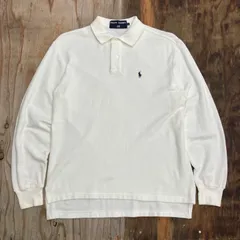 RALPH LAUREN POLO SPORT ラルフローレン ポロスポーツ 長袖 ポロシャツ ポニー ホワイト レディース サイズ L VINTAGE 古着 MG26