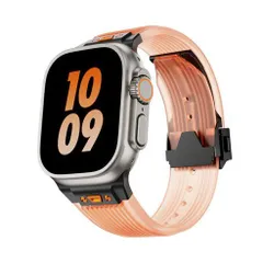 アップルウォッチバンド（Apple Watchバンド）クリアウォーターシリコンバンド【ブラック×オレンジ】42mm/44mm/45mm/46mm/49mm対応 [BELTIES]