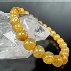 ◆圧倒的存在感！◆タイチン針＆繊細針◆金運・勝負運のお守りに◆AAAA◆ゴールドルチルクォーツブレスレット◆7.5-8mm×25珠◆内径約16-16.5cm◆ブラジル産】≪R7B≫