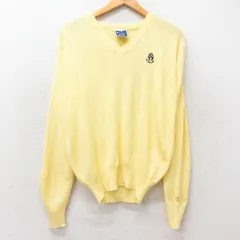 M/古着 チャンピオン champion 長袖 セーター メンズ 90s APW アクリル Vネック 黄 イエロー 25sep09 中古 ニット トップスのサムネイル