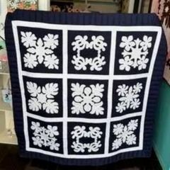 [正規品]タペストリー♡サンプラー♡153×153 ♡紺♡ ハワイアンキルト