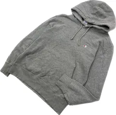 Champion ☆ ワンポイント 刺繍 ロゴ スウェット プルオーバー パーカー グレー M スポーツ ストリート アメカジ 古着 チャンピオン■BL87