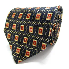 ヴァレンティノ ブランド ネクタイ 総柄 小紋柄 花柄 ドット シルク PO メンズ ネイビー VALENTINO 【中古】