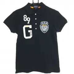 ★SALE価格★パーリーゲイツ 半袖ポロシャツ 黒×白 フェルト 刺しゅうワッペン レディース 0(S) ゴルフウェア PEARLY GATES