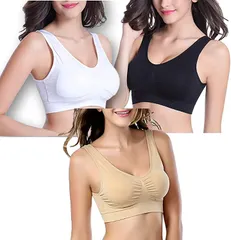 kanaelun カナエルン3枚組 S～４XL スポーツブラ ナイトブラ ノンワイヤー ブラジャー 育乳 インナー マタニティブラ シームレス 70A 70B 70C.75A 75B(ベーシック,  S(70A，70B，70C.75A，75B))