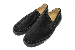 クリスチャンルブタン Christian louboutin スパイク スタッズ ハラコ レザー スリッポン シューズ 43 黒 ブラック ブランド古着ベクトル 中古☆AA★●▲250120のサムネイル