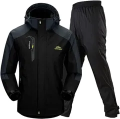 BENQUE(ベンケ) アウトドア ジャケット レインスーツ 上下セット 登山服 雨具 カッパ レインコート レインウェア( 3.ブラック (防水レインパンツ),  M)