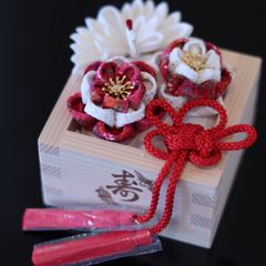 つまみ細工　リングピロー　梅　鶴　結婚式
