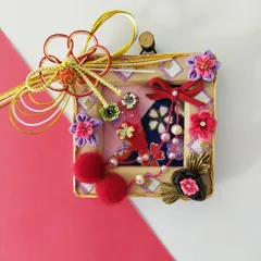 つまみ細工　ミニフレーム　お正月飾り