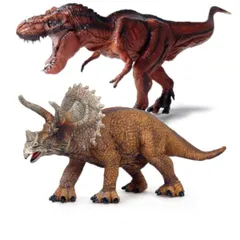 Trex+Tricera UTST 恐竜 レッド ティラノサウルス トリケラトプス フィギュア おもちゃ 2体 セット 誕生日 プレゼント 6歳＋ (Trex+Tricera)