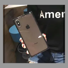 iphone ケース スクエア シンプル おもしろ ケース 耐衝撃 スマホケース 韓国 アイフォン カバー 軽量 おしゃれ ペア  （ブラック iPhone 16 16Pro 16Plus 16ProMax）