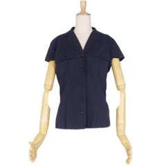 ジャンニヴェルサーチ GIANNI VERSACE シャツ ブラウス 半袖 ショートスリーブ メデューサボタン トップス レディース 40(M相当) ネイビーのサムネイル