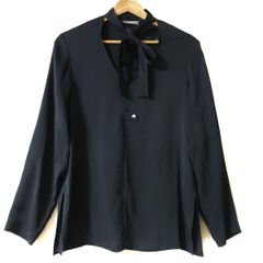 theory luxe(セオリーリュクス) 長袖カットソー サイズ38 M レディース美品  - ダークネイビー ボウタイ/シルク