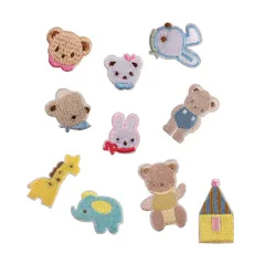 【数量限定】10枚セット くま アイロン刺しゅうワッペン くま 熊 ワッペン アップリケ かわいい モチーフ 装飾 パッチ 動物 補修 DIY服 YFFSFDC アップリケ