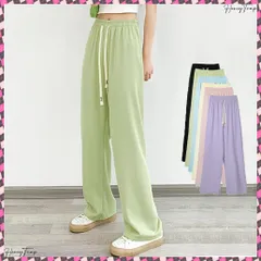 送料無料 セミワイドパンツ ハイウエスト 韓国6色 レディースボトムス 美脚 カラーパンツ イージー ストレートパンツ おしゃれ カジュアル 大人 ゆったりパンツ 春夏秋 ウエストゴムパンツ リラックスパンツ 着やせ 脚長ズボン