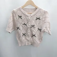 ◇ ⊇ INGNI イング ニット 半袖 カーディガン サイズM ピンク系 レディース E  【1502030008852】