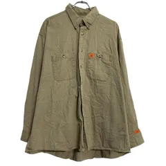 Wrangler 長袖 無地シャツ XL ベージュ ラングラー ボタンダウン ビッグサイズ 胸ポケット ワンポイント 古着卸 アメリカ仕入 a702-5542