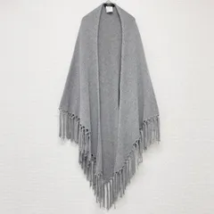 MaxMara WEEKEND　マックスマーラ ウィークエンド　大判ストール　ショール　ポンチョ　フリンジ　カシミヤ　ウール　グレー　レディース　a00121