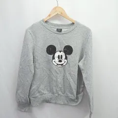 ◇ ⊇ GU ジーユー 裏起毛 ミッキー 長袖 プルオーバー スウェット トレーナー サイズXL ライトグレー レディース E  【1505290034548】