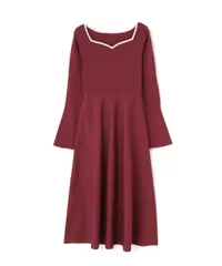 [ナチュラルビューティーベーシック] バイカラーハートネックニットワンピース