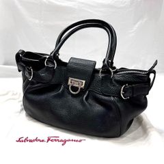 美品★ Salvatore Ferragamo フェラガモ バッグ ハンドバッグ 鞄 トートバッグ ミニボストン ガンチーニ レディース 女性 女性用レザー 革 本革 ブラック 黒