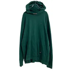 TOMMY HILFIGER ロゴスウェット パーカー XL グリーン トミーヒルフィガー プルオーバー ビッグサイズ 古着卸 アメリカ仕入 a612-8147