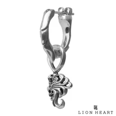 ライオンハート “HOWL” クロッシングピアス タテガミフープ＆HOWLチャーム シルバー925 フープ ピアス フープピアス 片耳用 1点売り メンズ ブランド LION HEART