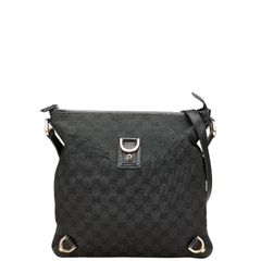 グッチ グッチシマ アビー 斜め掛け ショルダーバッグ 131326 ブラック キャンバス レザー レディース GUCCI【1-0220913】