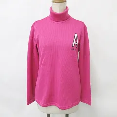 アディダス adidas GOLF ゴルフ シャツ カットソー ニット 長袖 タートルネック 刺繍 ロゴ ピンク L/G