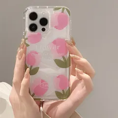 iPhone15 ケース 15 pro Pro Max plus 花 チューリップ フラワー かわいい 耐衝撃 スマホケース スマホカバー