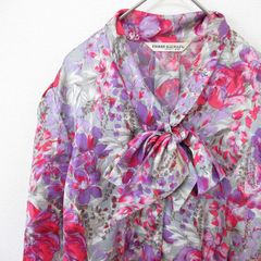 ピエールバルマン PIERREBALMAIN ヴィンテージ ボウタイ リボン 花柄 ブラウス a943634ss F01