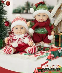 【新品 未使用】リボーンドール　pvc関節可動　25cmクリスマス置物セット　クリスマスインテリア赤ちゃん人形