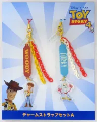 【中古】ストラップ(キャラクター) A.ウッディ＆フォーキー チャームストラップセット(2個組) 「トイ・ストーリー4」 劇場グッズ