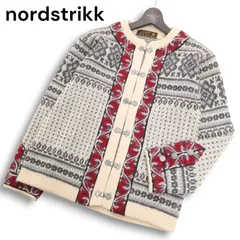 80s ノルウェー製★Nordstrikk ノードストリック ウール ノルディック チロル ニット カーディガン Sz.46 メンズ ビンテージ