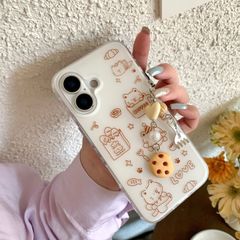 iphone16ケース ストラップ付き iphone16proケース 可愛い熊 iphoneケース ハードケース iphone15proケース iphone14ケース iphone13proケ