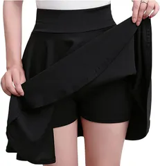 Unigrand ユニグランド スカート レディース ミニスカート フレアスカート インナー付き( ブラック,  L)