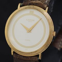 新品電池 LANVIN メンズ 腕時計 ゴールド スモールセコンド ランバン 