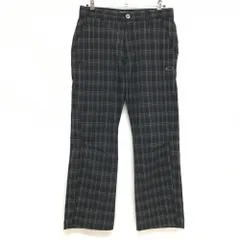 【美品】オークリー パンツ ダークグレー×グレー チェック柄 ティー装着可 ロゴ刺しゅう メンズ 34 ゴルフウェア Oakley