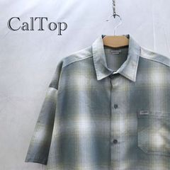 Cal Top キャルトップ 半袖シャツ 2ＸＬ グレー チェック オープンカラーシャツ メンズ