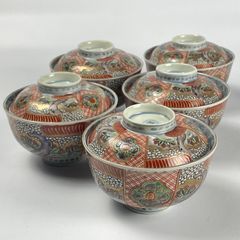 602 錦手　桜　古伊万里　伊万里焼　骨董　アンティーク　飯茶碗　5客セット