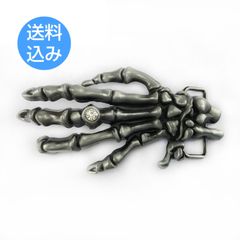 スカル メタル バックル ベルト無し 骨の手 ブラックXピンク ラインストーン
