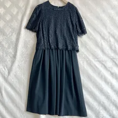 オンワード ブラックフォーマル 半袖　喪服 礼服 17号 レース　リボン　ワンピース 大きいサイズ 冠婚葬祭