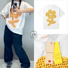 MARNI 限定割引 半袖 Tシャツ ひまわり レディース メンズ ファッション 人気 新作 春夏 男女兼用 ホワイト（05070202）