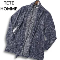 TETE HOMME テットオム 秋冬 ニット★ 霜降り ドレープ トッパー カーディガン 羽織り Sz.7 メンズ 紺 ネイビー